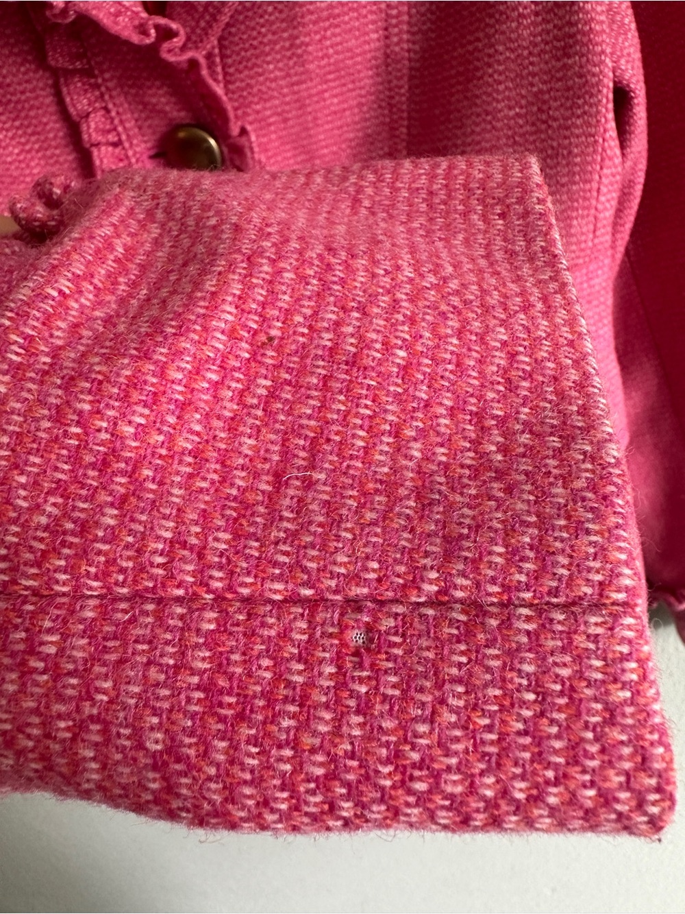 Vintage Y2K J. Crew Pink Wool Ruffle-Trim Blazer 10 - Picture 8 of 12